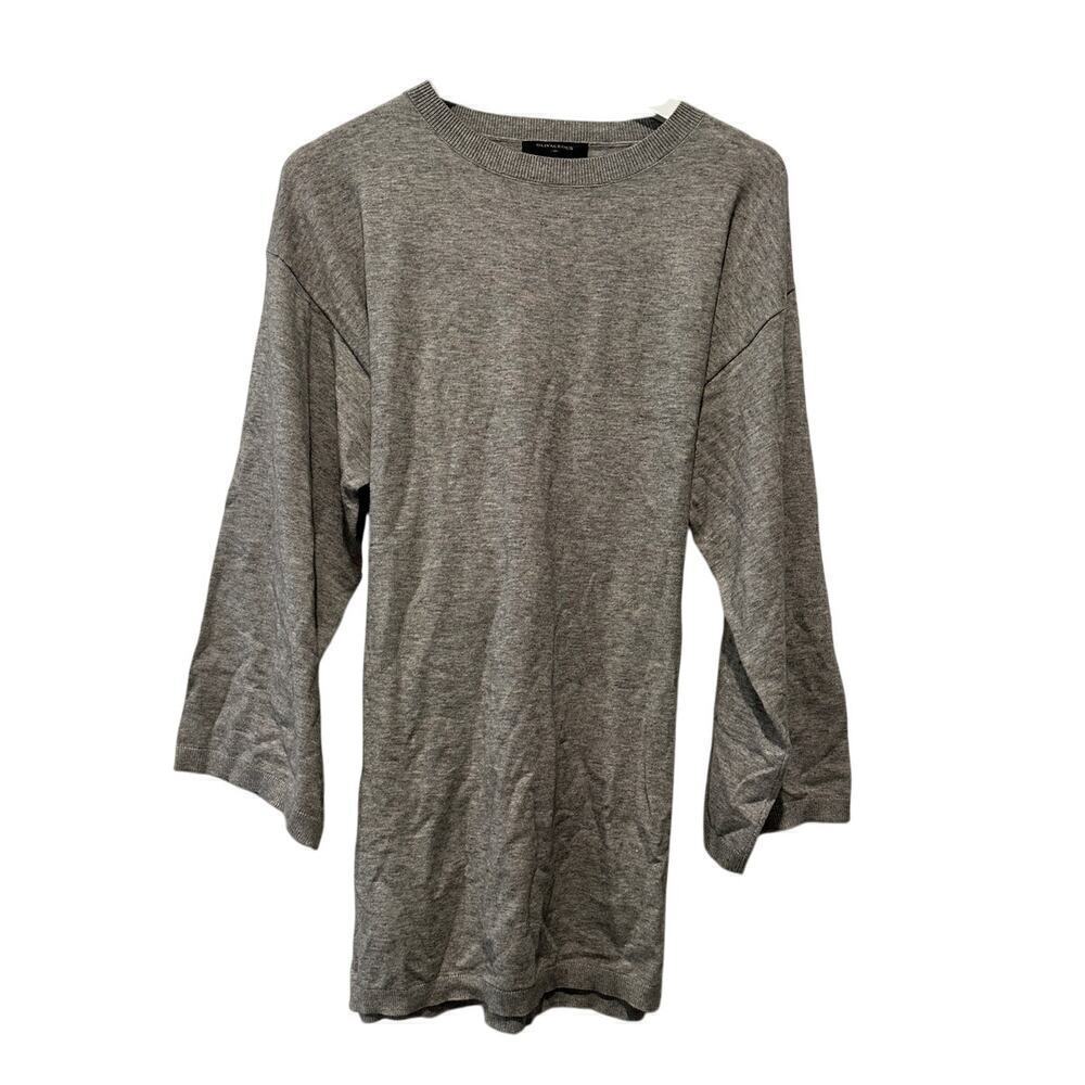 Olivaceous Size Medium Gray Tie Back Waist Knit Sweater Tunic Top